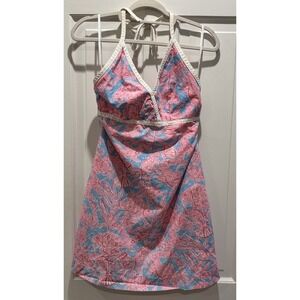 Lilly Pulitzer Halter Dress Pink Blue Fish Size 2‎